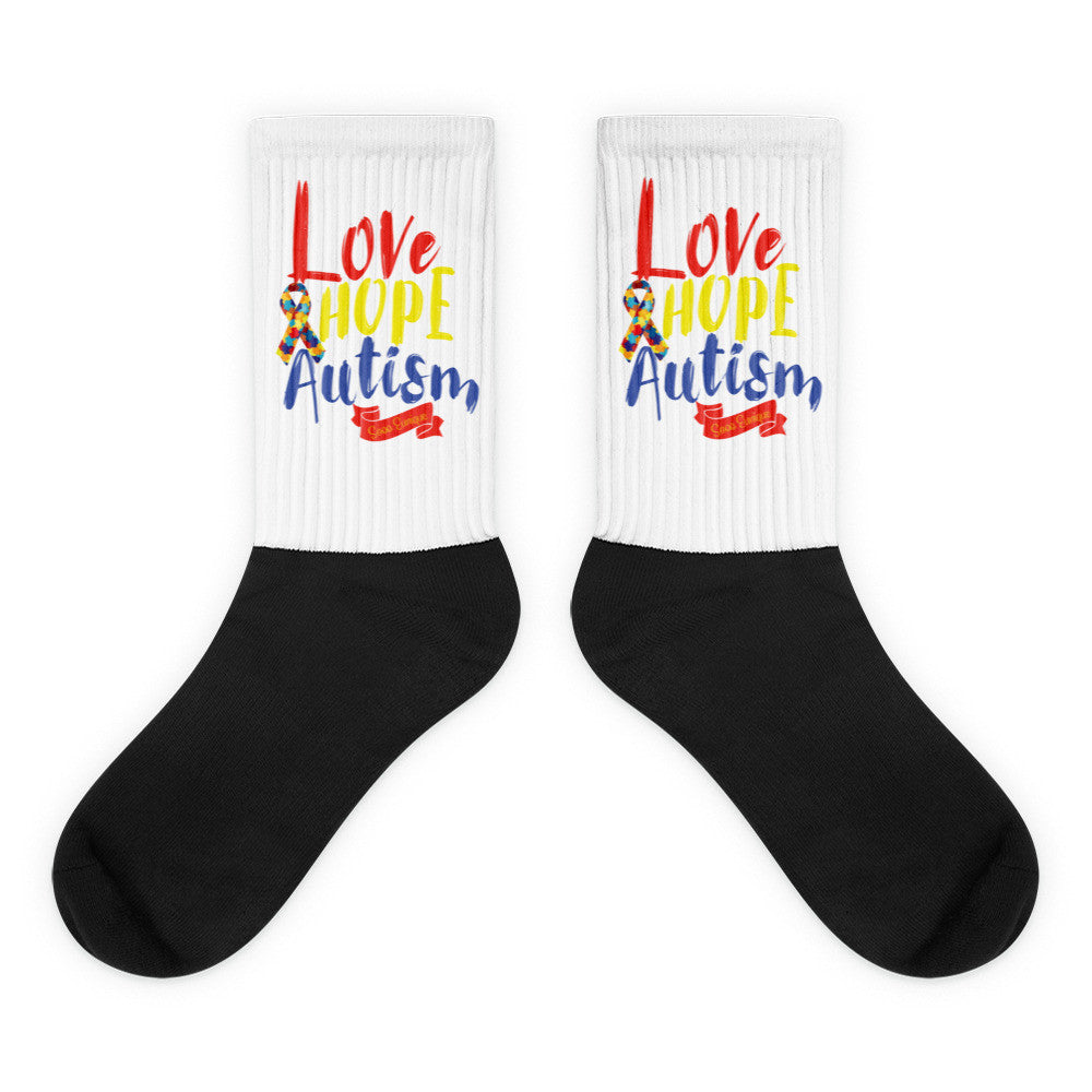 Black foot socks Love Hope Autism